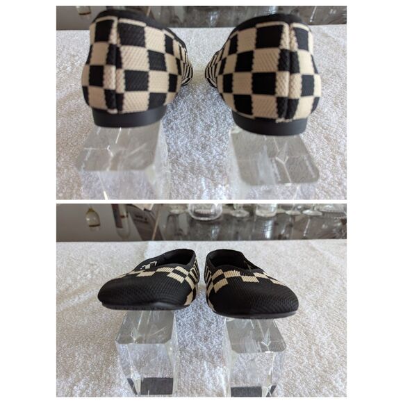 Vivaia square-toe v-cut (Margot 2.0) checkered flats  Sz 37 - Picture 5 of 10